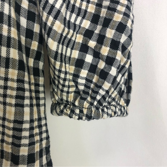 Zara Plaid Long Sleeve V-Neck Summer Tie Preppy Women’s Small School Business - Picture 5 of 7